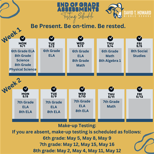 End of Grade/Course Testing Calendar